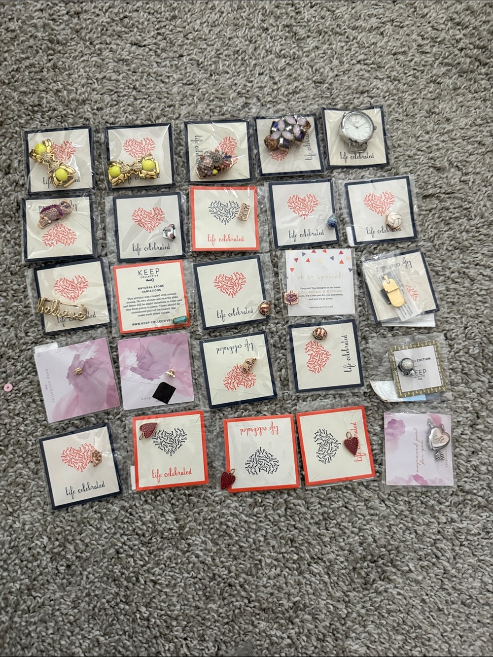 Assorted Women's Jewelry Lot in Yellow, Pink, Gold, Red, and Purple